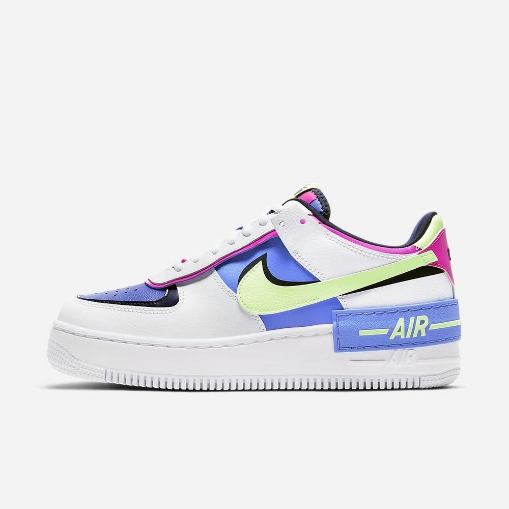 Basket Nike Air Force 1 Shadow Blanche 1079-624 White/Sapphire/Fire Pink/Barely Volt Femme | LJD-88659360